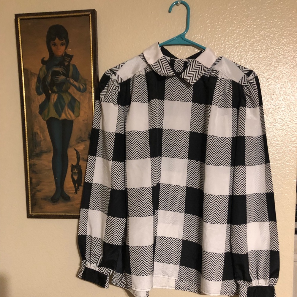 Anne Klein vintage plaid top Sz6
